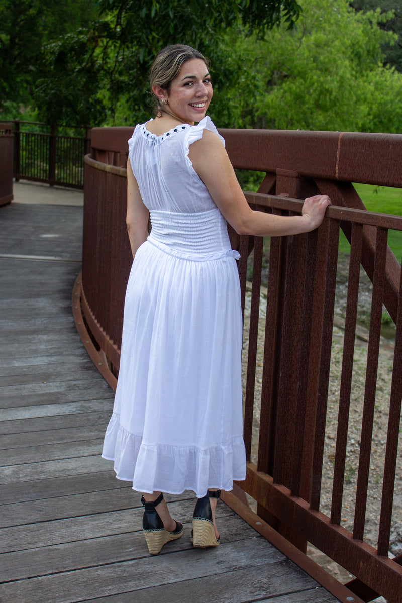 white peasant dress White Sleeveless Peasant Style Dress – Be Beautiful Boutique LaVernia