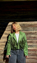 Fringe Faux Suede Jacket, Green