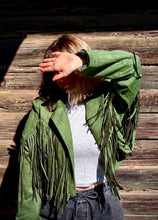 Fringe Faux Suede Jacket, Green