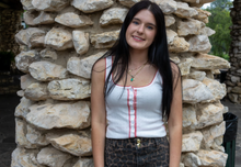 White/Red/Black Striped Crop