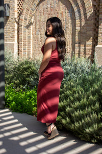 Tank Ruched Midi Dress, Marsala