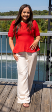 Red Flair Hem Sweater