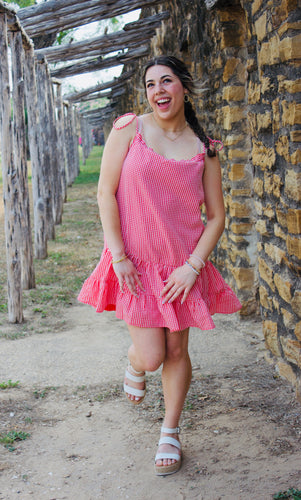 Red/White Gingham Baby Doll Dress