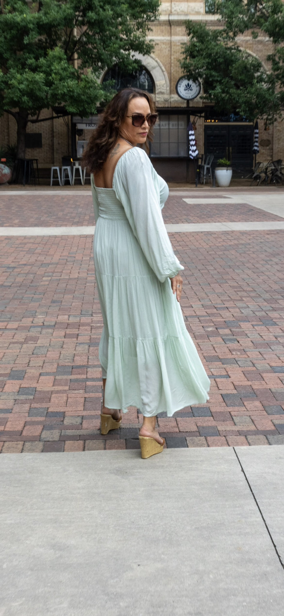 Mint Green Peasant Style Maxi Dress