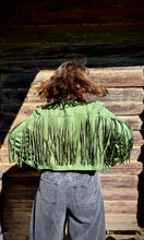Fringe Faux Suede Jacket, Green