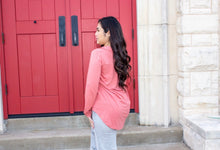 Pink V-neck Long Sleeve Top