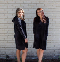 Black Velvet Hoodie Mini Dress