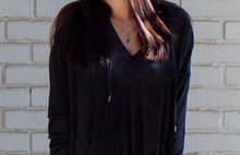 Black Velvet Hoodie Mini Dress