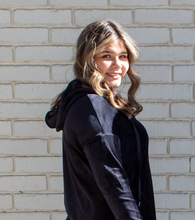 Black Velvet Hoodie Mini Dress