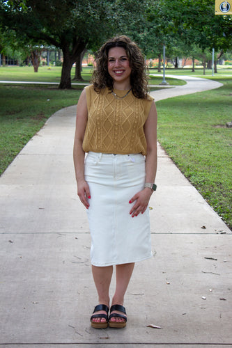 Yellow Knit Sleeveless Crop Vest
