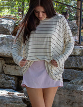 Ivory/Black Stripe Curvy Top