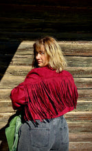 Fringe Faux Suede Jacket, Burgundy