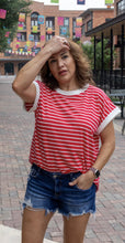 Curvy Red/Cream Striped Tee