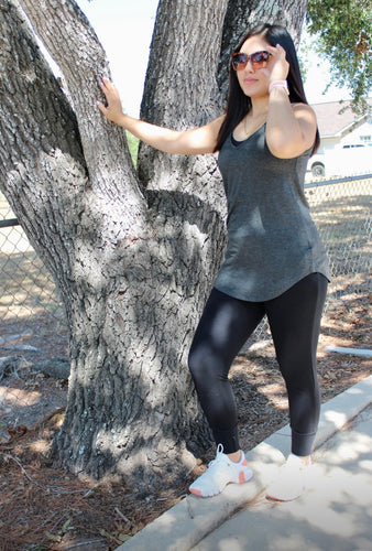 Grey Sleeveless V-Neck Top