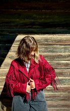 Fringe Faux Suede Jacket, Burgundy
