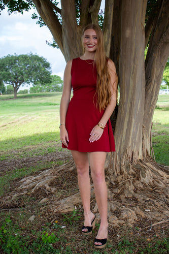 Ruby Red Flare Mini Dress