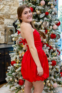 Red Strapless Mini Dress