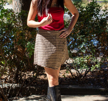 Taupe Houndstooth Faux Wrap Skort