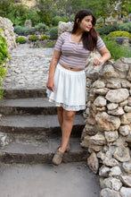 White/Red/Black Striped Crop