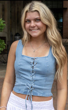 Denim Lace Up Corset