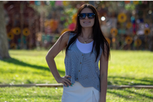 Blue Crochet Crop Vest