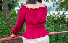 Merlot Off Shoulder Peasant Blouse