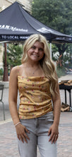 Tan Floral Satin Cami Top