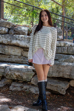 Ivory/Black Stripe Curvy Top