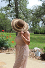 Tan/White Striped Ruched Jumper