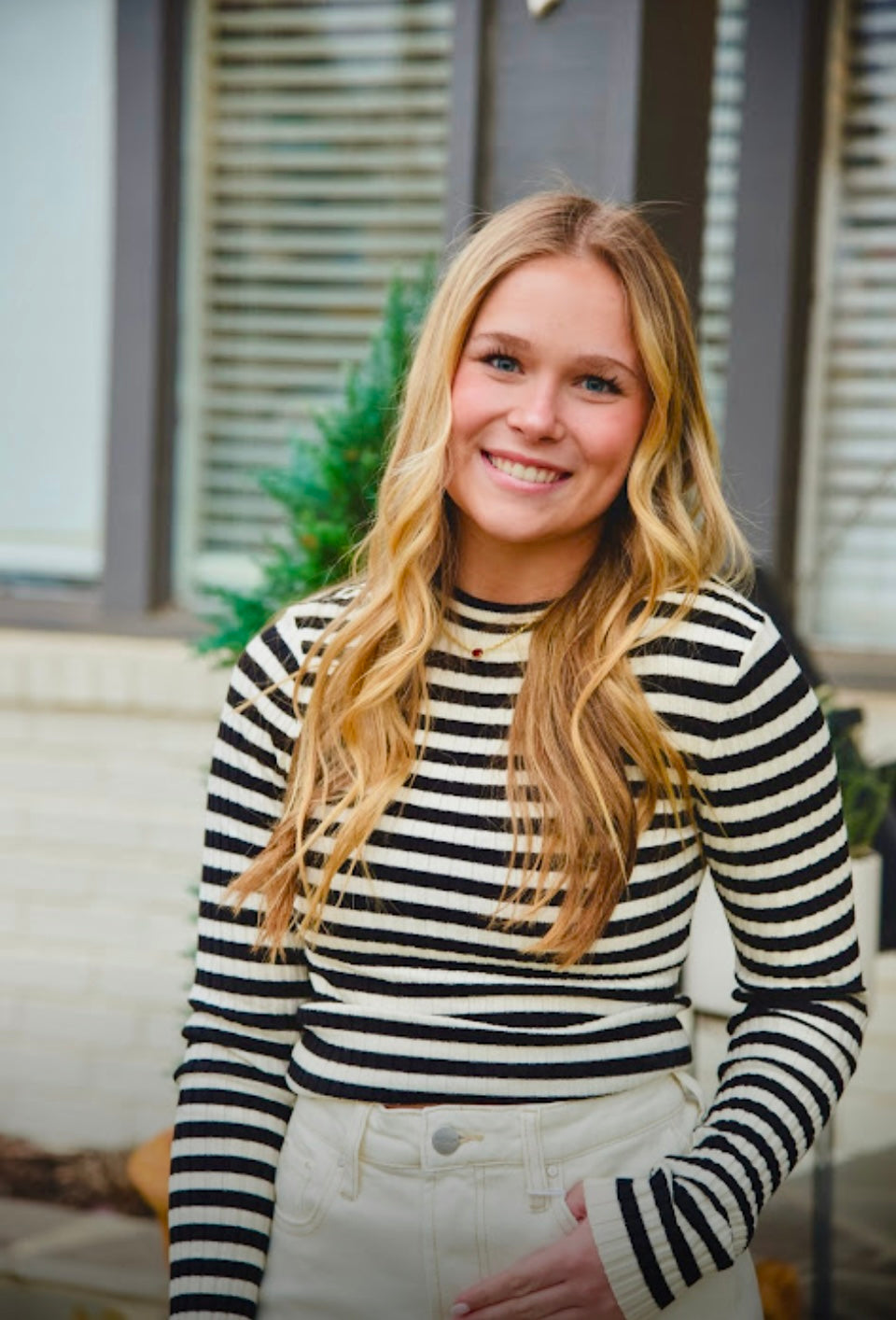 Black and Ivory Striped Sweater