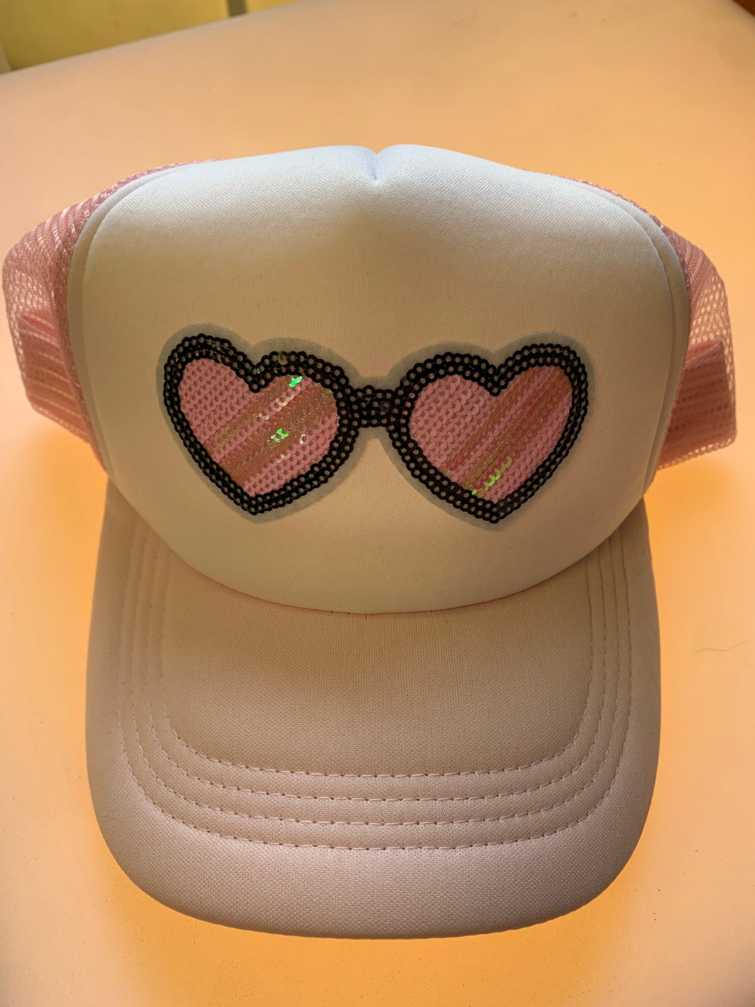 Heart Shaped Sunglasses Trucker Hat