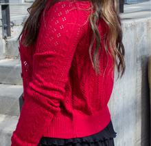 Deep Red Button Front Cardigan