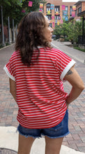Curvy Red/Cream Striped Tee