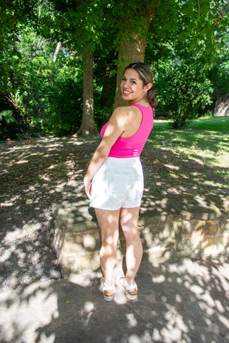 Pink Racer Back Crop Tank