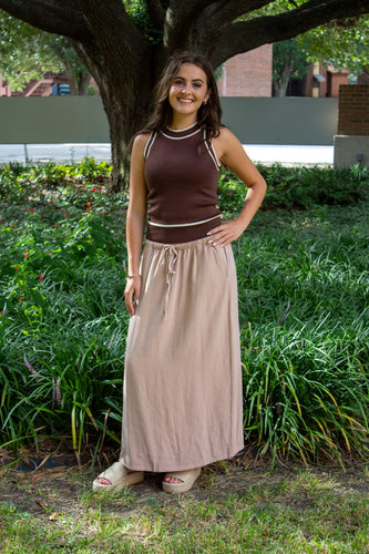Brown Halter Knit Sweater Tank