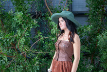 Brown Faux Leather Bustier