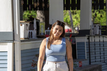 Blue Square Neck Crop Tank
