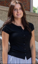 Black Button Front Top