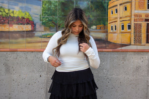 Crewneck Long Sleeve Top, White