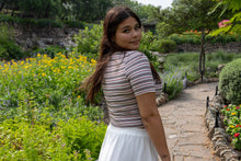 White/Red/Black Striped Crop