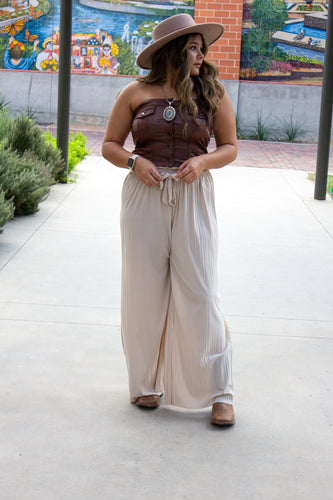 Brown Faux Leather Bustier