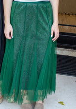 Green Tulle Sparkle Maxi Skirt