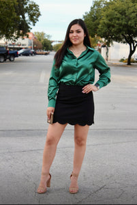 Green Button Front Blouse