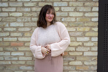 Knit Crop Long Sleeve Sweater, Blush