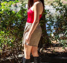 Taupe Houndstooth Faux Wrap Skort