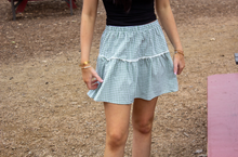 Green Gingham Mini Ruffle Skirt