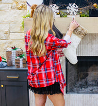 Red Plaid Drape Cardigan