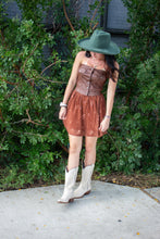 Brown Floral Pleated Mini Swing Skirt