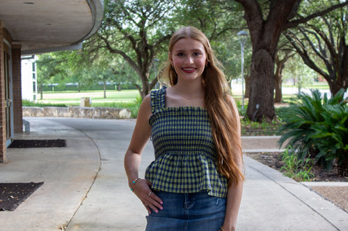 Gingham Smocked Tank