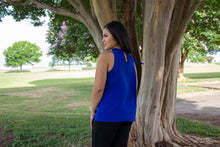 Royal Blue Mock Neck Sleeveless Blouse